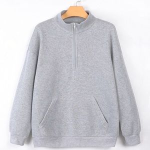 gray mid zip sweatshirt